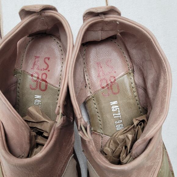 A.S. 98 Remini patchwork leather sandals olive green brown boho Renaissance - Picture 5 of 8